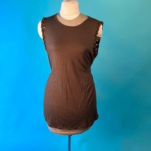 Ginger G. Army/Forest green sleeveless long top or mini dress sz. L